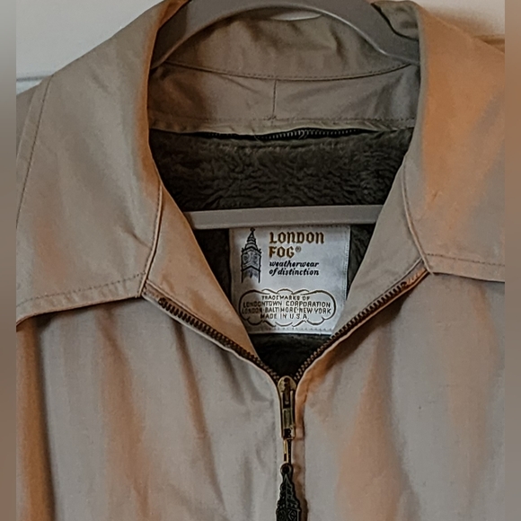 VTG London Fog Men's 40 Reg Brown Removable Faux Fur Lined Zip Up Byron Jacket - Picture 8 of 16